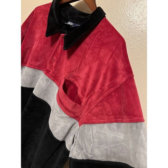 Vtg 80s John Blair Velvet Velour Feel Long Sleeve Polo Collar Shirt Mens Sz 3XL - Picture 4 of 15